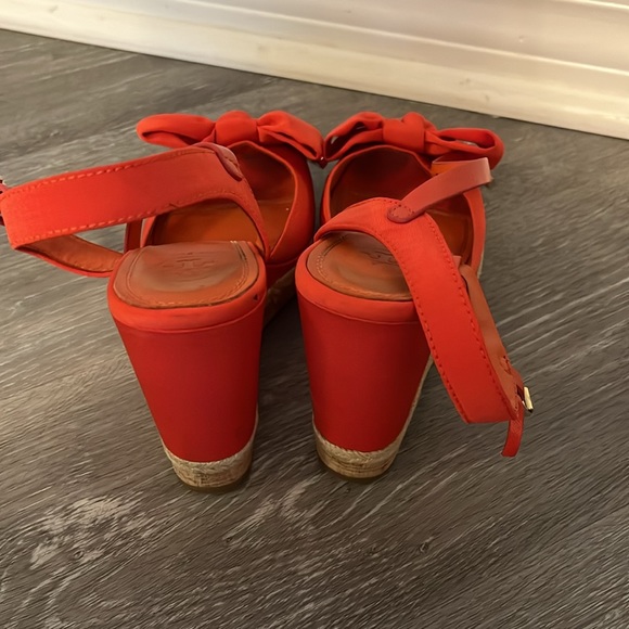 COPY - Tory Burch with a Bow - Espadrille Wedge Ankle strap size 8 orange wedges - Picture 5 of 5
